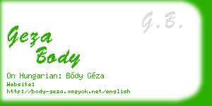 geza body business card