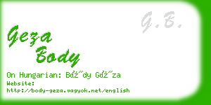 geza body business card